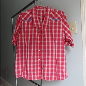 Bit & Bridle Pink and White Plaid Casual Shirt